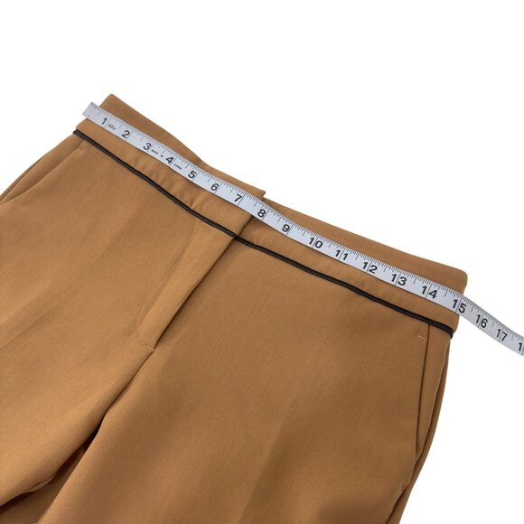 Ann Taylor Factory Petite Women 2P Camel Brown Trousers With Black Piping Detail - Picture 5 of 10